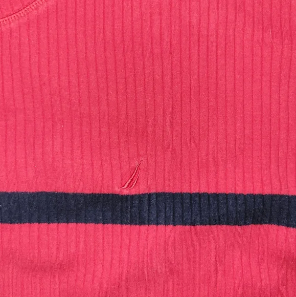 Nautica Pullover Mock Neck Sweater Red Navy Blue Stripe Size XXL 2XL - Picture 5 of 8